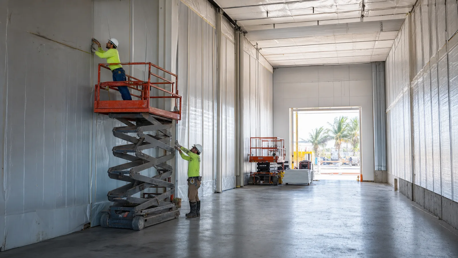Photorealistic cold storage construction in Florida humidity Photorealistic cold storage construction in Florida humidity